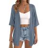 imagePRETTYGARDEN Womens Lightweight Summer Cardigans 2026 Short Sleeve Knit Crochet Coverups Spring Boho Beach Vacation ClothesDusty Blue