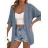imagePRETTYGARDEN Womens Lightweight Summer Cardigans 2026 Short Sleeve Knit Crochet Coverups Spring Boho Beach Vacation ClothesDusty Blue