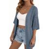 imagePRETTYGARDEN Womens Lightweight Summer Cardigans 2026 Short Sleeve Knit Crochet Coverups Spring Boho Beach Vacation ClothesDusty Blue