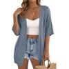 imagePRETTYGARDEN Womens Lightweight Summer Cardigans 2026 Short Sleeve Knit Crochet Coverups Spring Boho Beach Vacation ClothesDusty Blue