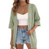 imagePRETTYGARDEN Womens Lightweight Summer Cardigans 2026 Short Sleeve Knit Crochet Coverups Spring Boho Beach Vacation ClothesGreen
