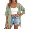 imagePRETTYGARDEN Womens Lightweight Summer Cardigans 2026 Short Sleeve Knit Crochet Coverups Spring Boho Beach Vacation ClothesGreen