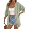 imagePRETTYGARDEN Womens Lightweight Summer Cardigans 2026 Short Sleeve Knit Crochet Coverups Spring Boho Beach Vacation ClothesGreen