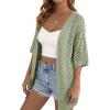 imagePRETTYGARDEN Womens Lightweight Summer Cardigans 2026 Short Sleeve Knit Crochet Coverups Spring Boho Beach Vacation ClothesGreen