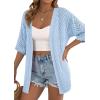 imagePRETTYGARDEN Womens Lightweight Summer Cardigans 2026 Short Sleeve Knit Crochet Coverups Spring Boho Beach Vacation ClothesLight Blue