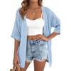 imagePRETTYGARDEN Womens Lightweight Summer Cardigans 2026 Short Sleeve Knit Crochet Coverups Spring Boho Beach Vacation ClothesLight Blue