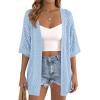 imagePRETTYGARDEN Womens Lightweight Summer Cardigans 2026 Short Sleeve Knit Crochet Coverups Spring Boho Beach Vacation ClothesLight Blue
