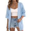 imagePRETTYGARDEN Womens Lightweight Summer Cardigans 2026 Short Sleeve Knit Crochet Coverups Spring Boho Beach Vacation ClothesLight Blue