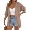 imagePRETTYGARDEN Womens Lightweight Summer Cardigans 2026 Short Sleeve Knit Crochet Coverups Spring Boho Beach Vacation ClothesLight Brown