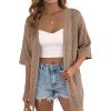 imagePRETTYGARDEN Womens Lightweight Summer Cardigans 2026 Short Sleeve Knit Crochet Coverups Spring Boho Beach Vacation ClothesLight Brown