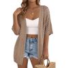 imagePRETTYGARDEN Womens Lightweight Summer Cardigans 2026 Short Sleeve Knit Crochet Coverups Spring Boho Beach Vacation ClothesLight Brown