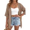 imagePRETTYGARDEN Womens Lightweight Summer Cardigans 2026 Short Sleeve Knit Crochet Coverups Spring Boho Beach Vacation ClothesLight Brown
