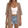 imagePRETTYGARDEN Womens Lightweight Summer Cardigans 2026 Short Sleeve Knit Crochet Coverups Spring Boho Beach Vacation ClothesLight Brown