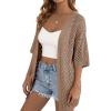 imagePRETTYGARDEN Womens Lightweight Summer Cardigans 2026 Short Sleeve Knit Crochet Coverups Spring Boho Beach Vacation ClothesLight Brown