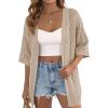 imagePRETTYGARDEN Womens Lightweight Summer Cardigans 2026 Short Sleeve Knit Crochet Coverups Spring Boho Beach Vacation ClothesLight Khaki