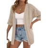 imagePRETTYGARDEN Womens Lightweight Summer Cardigans 2026 Short Sleeve Knit Crochet Coverups Spring Boho Beach Vacation ClothesLight Khaki