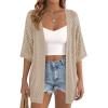 imagePRETTYGARDEN Womens Lightweight Summer Cardigans 2026 Short Sleeve Knit Crochet Coverups Spring Boho Beach Vacation ClothesLight Khaki