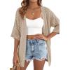 imagePRETTYGARDEN Womens Lightweight Summer Cardigans 2026 Short Sleeve Knit Crochet Coverups Spring Boho Beach Vacation ClothesLight Khaki