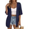 imagePRETTYGARDEN Womens Lightweight Summer Cardigans 2026 Short Sleeve Knit Crochet Coverups Spring Boho Beach Vacation ClothesNavy Blue