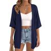 imagePRETTYGARDEN Womens Lightweight Summer Cardigans 2026 Short Sleeve Knit Crochet Coverups Spring Boho Beach Vacation ClothesNavy Blue