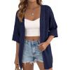 imagePRETTYGARDEN Womens Lightweight Summer Cardigans 2026 Short Sleeve Knit Crochet Coverups Spring Boho Beach Vacation ClothesNavy Blue
