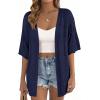 imagePRETTYGARDEN Womens Lightweight Summer Cardigans 2026 Short Sleeve Knit Crochet Coverups Spring Boho Beach Vacation ClothesNavy Blue