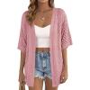 imagePRETTYGARDEN Womens Lightweight Summer Cardigans 2026 Short Sleeve Knit Crochet Coverups Spring Boho Beach Vacation ClothesPink