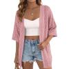 imagePRETTYGARDEN Womens Lightweight Summer Cardigans 2026 Short Sleeve Knit Crochet Coverups Spring Boho Beach Vacation ClothesPink