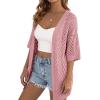 imagePRETTYGARDEN Womens Lightweight Summer Cardigans 2026 Short Sleeve Knit Crochet Coverups Spring Boho Beach Vacation ClothesPink