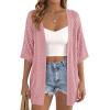 imagePRETTYGARDEN Womens Lightweight Summer Cardigans 2026 Short Sleeve Knit Crochet Coverups Spring Boho Beach Vacation ClothesPink
