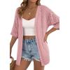 imagePRETTYGARDEN Womens Lightweight Summer Cardigans 2026 Short Sleeve Knit Crochet Coverups Spring Boho Beach Vacation ClothesPink