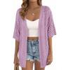 imagePRETTYGARDEN Womens Lightweight Summer Cardigans 2026 Short Sleeve Knit Crochet Coverups Spring Boho Beach Vacation ClothesPurple