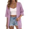 imagePRETTYGARDEN Womens Lightweight Summer Cardigans 2026 Short Sleeve Knit Crochet Coverups Spring Boho Beach Vacation ClothesPurple