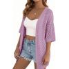imagePRETTYGARDEN Womens Lightweight Summer Cardigans 2026 Short Sleeve Knit Crochet Coverups Spring Boho Beach Vacation ClothesPurple