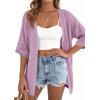imagePRETTYGARDEN Womens Lightweight Summer Cardigans 2026 Short Sleeve Knit Crochet Coverups Spring Boho Beach Vacation ClothesPurple