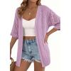 imagePRETTYGARDEN Womens Lightweight Summer Cardigans 2026 Short Sleeve Knit Crochet Coverups Spring Boho Beach Vacation ClothesPurple