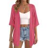 imagePRETTYGARDEN Womens Lightweight Summer Cardigans 2026 Short Sleeve Knit Crochet Coverups Spring Boho Beach Vacation ClothesWatermelon Red