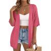 imagePRETTYGARDEN Womens Lightweight Summer Cardigans 2026 Short Sleeve Knit Crochet Coverups Spring Boho Beach Vacation ClothesWatermelon Red