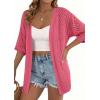 imagePRETTYGARDEN Womens Lightweight Summer Cardigans 2026 Short Sleeve Knit Crochet Coverups Spring Boho Beach Vacation ClothesWatermelon Red