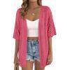 imagePRETTYGARDEN Womens Lightweight Summer Cardigans 2026 Short Sleeve Knit Crochet Coverups Spring Boho Beach Vacation ClothesWatermelon Red