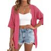 imagePRETTYGARDEN Womens Lightweight Summer Cardigans 2026 Short Sleeve Knit Crochet Coverups Spring Boho Beach Vacation ClothesWatermelon Red