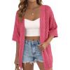 imagePRETTYGARDEN Womens Lightweight Summer Cardigans 2026 Short Sleeve Knit Crochet Coverups Spring Boho Beach Vacation ClothesWatermelon Red