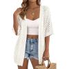 imagePRETTYGARDEN Womens Lightweight Summer Cardigans 2026 Short Sleeve Knit Crochet Coverups Spring Boho Beach Vacation ClothesWhite