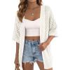 imagePRETTYGARDEN Womens Lightweight Summer Cardigans 2026 Short Sleeve Knit Crochet Coverups Spring Boho Beach Vacation ClothesWhite