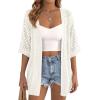 imagePRETTYGARDEN Womens Lightweight Summer Cardigans 2026 Short Sleeve Knit Crochet Coverups Spring Boho Beach Vacation ClothesWhite
