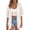 imagePRETTYGARDEN Womens Lightweight Summer Cardigans 2026 Short Sleeve Knit Crochet Coverups Spring Boho Beach Vacation ClothesWhite