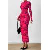 imagePRETTYGARDEN Womens Long Sleeve Maxi Dresses 2026 Spring Ruched Bodycon Floral Mesh Formal Wedding Guest Cocktail Party DressBlack Rose Red Big Floral
