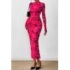 imagePRETTYGARDEN Womens Long Sleeve Maxi Dresses 2026 Spring Ruched Bodycon Floral Mesh Formal Wedding Guest Cocktail Party DressBlack Rose Red Big Floral