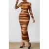 imagePRETTYGARDEN Womens Long Sleeve Maxi Dresses 2026 Spring Ruched Bodycon Floral Mesh Formal Wedding Guest Cocktail Party DressBrown Floral
