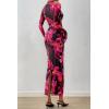 imagePRETTYGARDEN Womens Long Sleeve Maxi Dresses 2026 Spring Ruched Bodycon Floral Mesh Formal Wedding Guest Cocktail Party DressFloral Black Pink